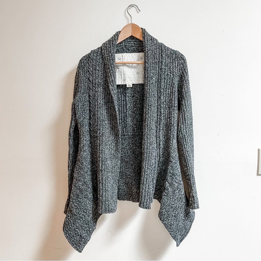 Anthropologie Wool Flared Cardigan in Heathered Gray/black